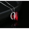 Collar Corazón Cristal Rojo SmileBelle Plata 925 Chapado Platino 45cm