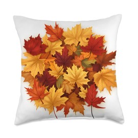 Autumn Florals Fall Foliage Gathering of Autumn Leaves Throw Pillow, 18x18, Multicolor