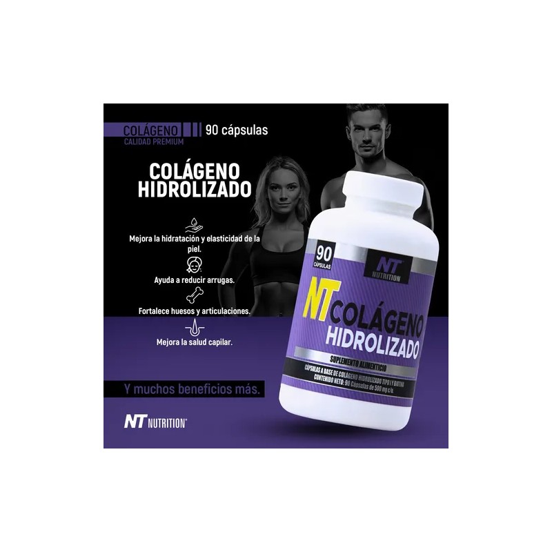 Colageno Hidrolizado. 90 Caps. Nt Nutrition. Sabor Natural
