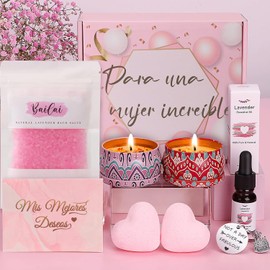 Set de Baño y spa Corporal, Regalos para San Valentin, Velas de Aromaterapia, Crema de Manos, El regalo Perfecto para Amigas, Madres y Hermanas, un Regalo de San Valentín para Novias y Esposas