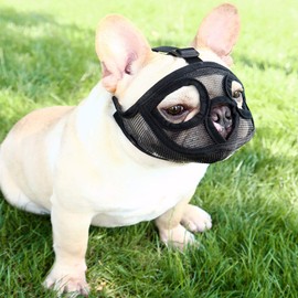 Muzzle for Dogs with Short Snout Dog Muzzle English Bulldog French Bulldog Dog Mouth Adjustable Dog Mouth Cover Breathable Mesh Dog Mask Anti-Biting Barking Chewing