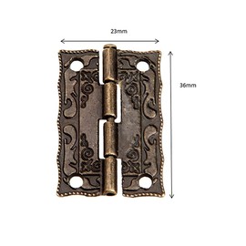 dophee 2Pcs Antique Bronze Small Hinges, Engraving Design Little Decorative Hinges for Wooden Box Cases Jewelry Boxes Dollhouse Gift Boxes Toy Box Chest Cabinets Bird Houses, 1.42"x0.91"