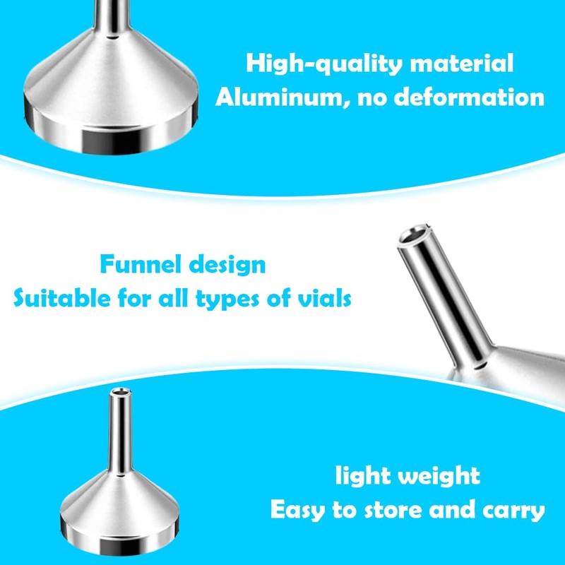 5 Pcs Mini Metal Funnels, Silver Aluminium & Stainless Steel