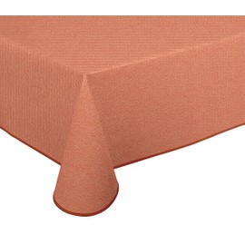 BEAUTEX Oilcloth Tablecloth Wipe Clean Non-Slip with Piping Band Square Round Oval Motif Choice of Colours (Linen Texture Terracotta Square 130 x 160 cm)