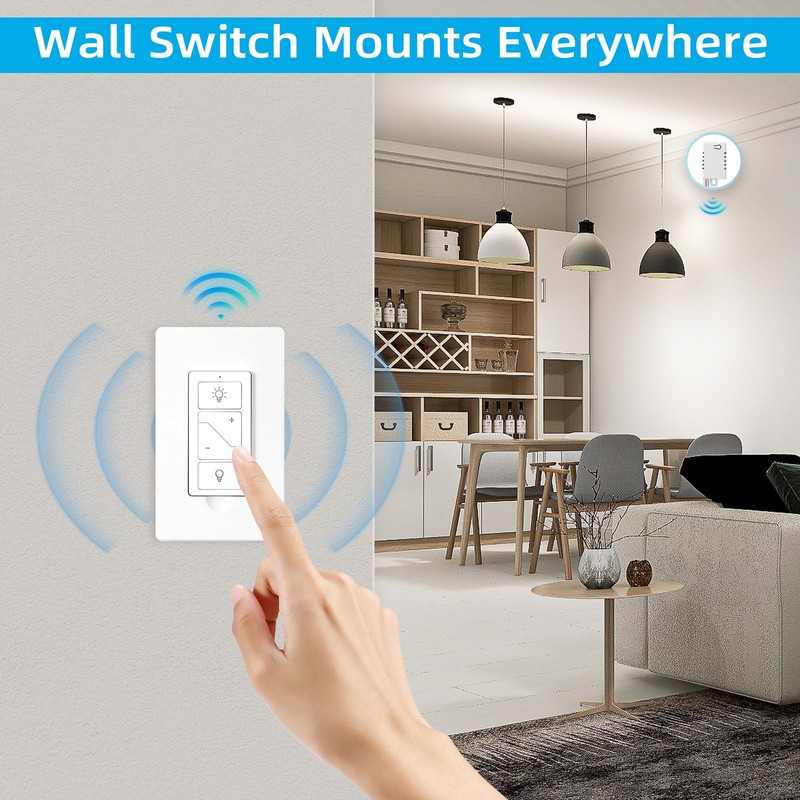 Wireless Dimmer Switch, Remote Light Switch and Receiver kit, Compatible