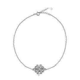 SOFIA MILANI - Women's Bracelet 925 Silver with Zirconia Stones - Clover Pendant - 30065, Sterling Silver, Cubic Zirconia