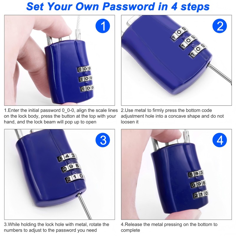 MEIRIYFA Combination Lock 3 Digit Cord Password Padlock Outdoor Waterproof