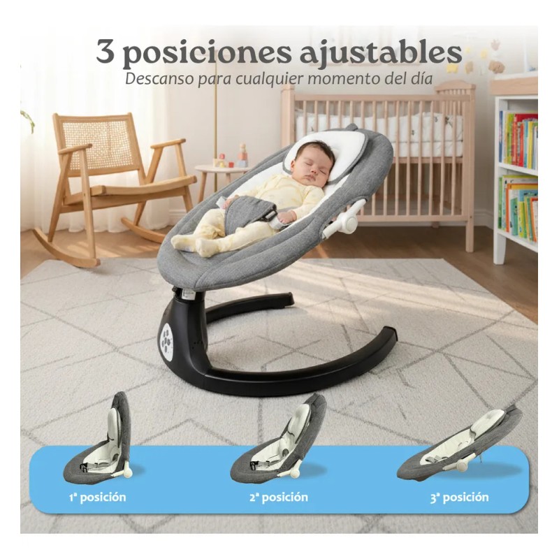 Silla Mecedora Bouncer Eléctrica con Música y Mosquitera Columpio Cómodo