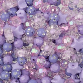 260pcs John Bead Assorted Purple Star Plastic Beads for DIY Craft Jewelry Bracelet Necklace Making