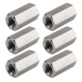 TOPPROS Pack of 6 M8 X 1.25-Pitch 24mm Length Metric Hex Coupling Nut 304 Stainless Steel Rod Coupling Nuts
