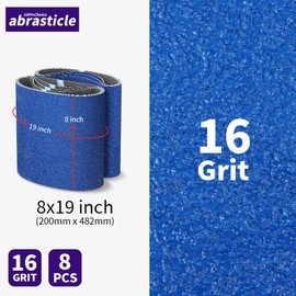 8 Packs 8 x 19 inch 16 Grit Blue Zirconia Cloth Floor Sanding Belts Ideal for Sanding Commercial and Residential Flooring