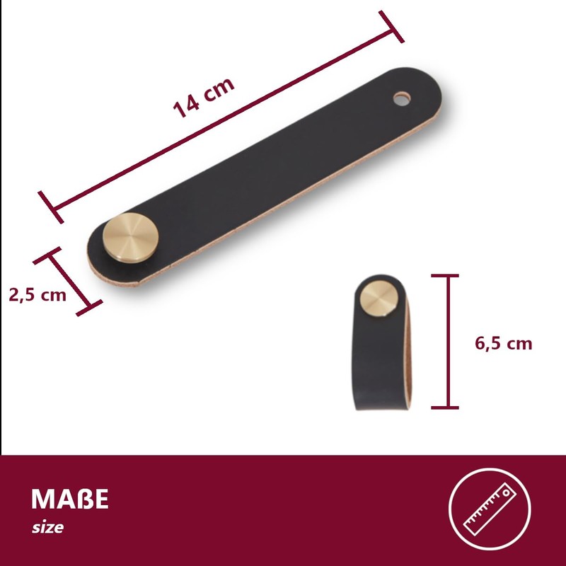 HOOZ Pack of 4 PU Leather Handles for Furniture, Cabinet