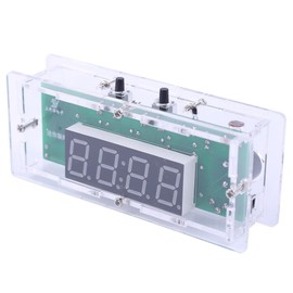 DONGKER Clock Kits, 4-Digit DIY Digital LED Clock Kit with Acrylic Bowl, Time and Temperature Alternative Display, DIY Alarm Clock Soldering Practice Kit for Beginners to Learn Electronics