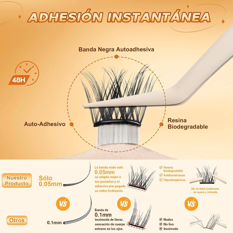 Extensiones de Pestañas 3D Pestañas Voluminosas Alargadoras Material Suave Ideal