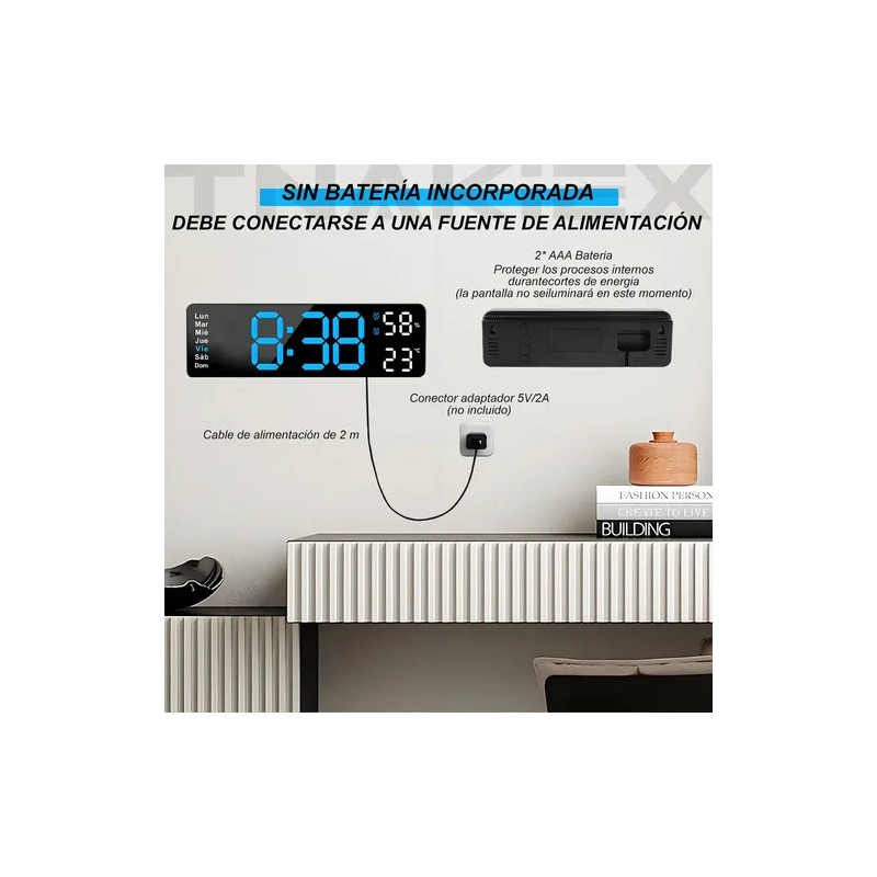 Reloj De Pared Digital Con Termómetro, Alarmas Y Calendario