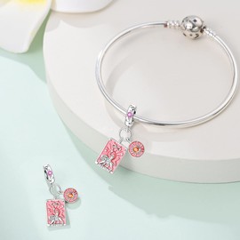 LONGLUCK 925 Sterling Silver Charms for Bracelets Necklaces 5A Zirconia Tarot Card Dangle Pendant, Charms Beads Gifts for Women, Sterling Silver, Cubic Zirconia