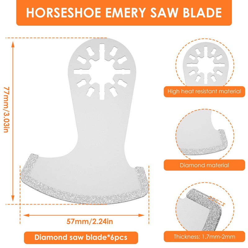 6Pcs Diamond Boot Oscillating Multitool Blades - Durable Grit Grout