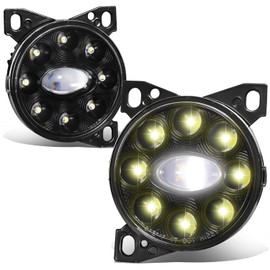 DNA MOTORING FL-HAY-014-BK Pair of LED Fog Lights Compatible with 08-15 Kenworth T660 / 13-20 Peterbilt 579/11-20 Peterbilt 587,Black/Clear