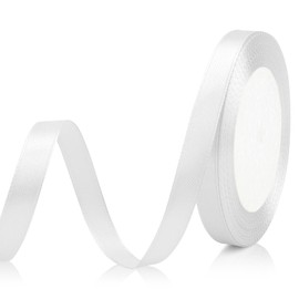 White Ribbon 3/8 Inch 25 Yds Ribbon for Gift Wrapping Mothers Day Ribbon Satin Ribbon for Wedding Graduation Decorations Ribbon for Hair White Hair Ribbon for Christmas Tree Thanksgiving Ribbon