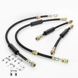 LST Set of 4 Brake Hose Brake Line Set Front Rear + Retaining Clamp TT 8J