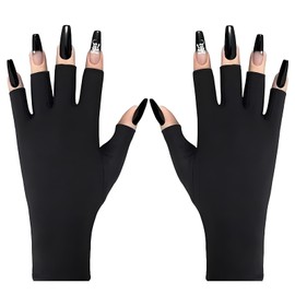 TNSOYCA 1 Paar UV Handschuhe Nägel,Schutzhandschuhe für Maniküre,Fingerlose Handschuhe für Damen schützen die Hände vor Sonne und Nageltrockner Schaden (Schwarz)