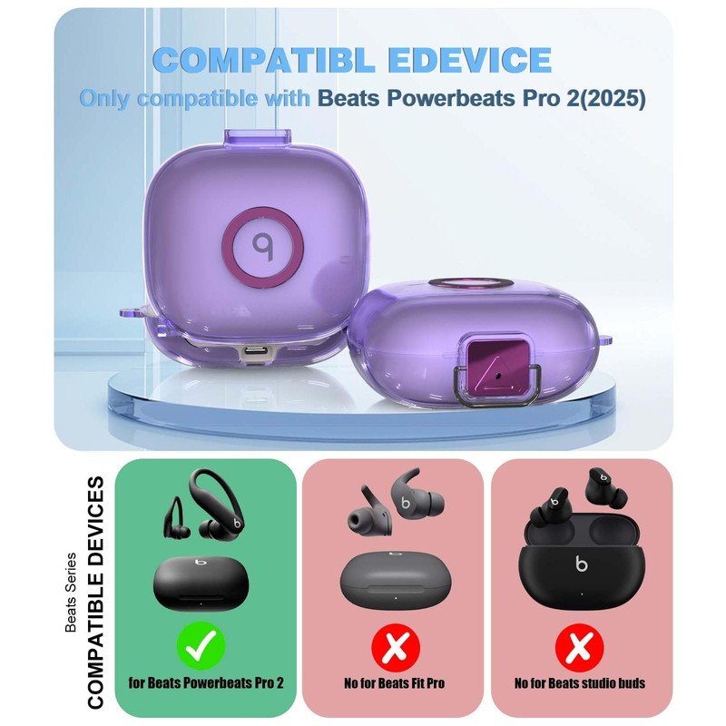 Case for Beats Powerbeats Pro 2，Safety Lock Switch，Clear TPU Protective