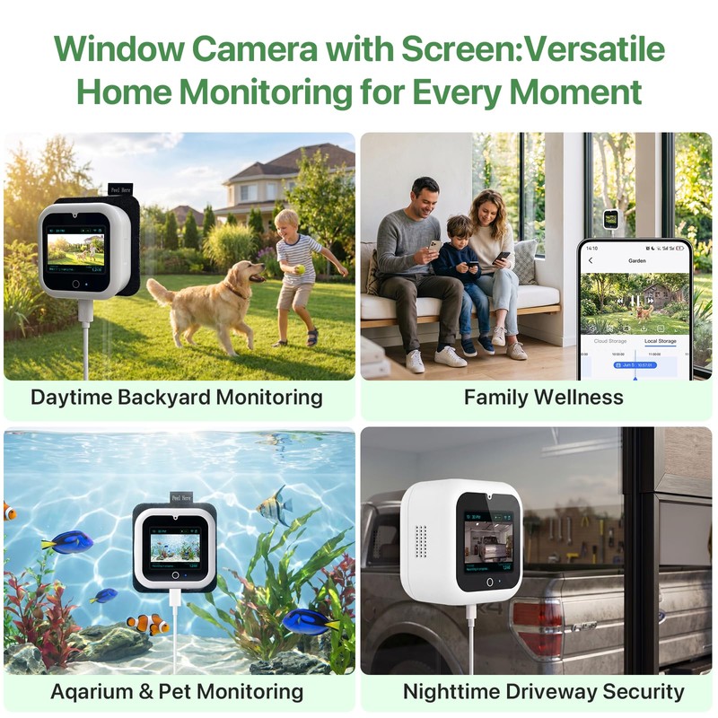 IdeaBeam Window Camera with Smart Screen, 3K 5MP Indoor Window