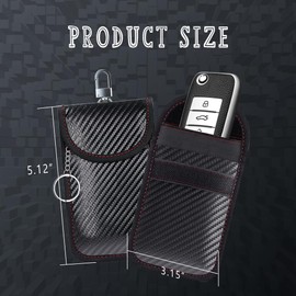 Zufoty Faraday Bag for Key Fob, Car RFID Key Fob Holder, Car RFID Signal Blocking Key Fob Protector, Carbon Fiber Faraday Pouch Key Fob Protector Car Accessories Faraday Bags, Pack of 2