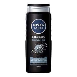 NIVEA MEN Jabón Líquido Corporal Rock Satls (500 ml) jabón Antibacterial con Sales de Roca para Cuerpo, Rostro y Cabello