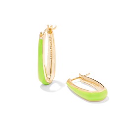 Kendra Scott Women's Kelsey Hoop Earrings Gold Chartreuse Enamel OS