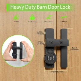 Barn Door Lock,180 Degree Small Flip Gate Latches Hardware with 3-Digit Password Combination,Protect Privacy-Security Door Latch for Barn,Shed,French,Bathroom,Cabinet,Garden,Sliding Door