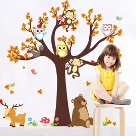 DaraBaby Vinil Decorativo Sala O Habitación  Bosque Con Búhos Y Osos