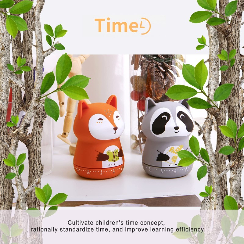 ELE DEPI 2 Pack Cute Kitchen Timer,100% Mechanical Timer for