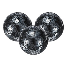 M METERXITY 3-Pack Decorative Ball for Bowls, 2.4 Inch Mosaic Glass Balls Decorative Glass Orbs for Home Decor/Dining Tables/Wedding Party/Coffee Table/Centerpiece Decor [Bright Black]