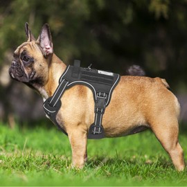 Haapaw Heavy Duty Tactical Dog Harness for Medium Dogs, No Pull Adjustable Pet Harness Reflective Service Training Easy Control Pet Vest Military K9 Working Dog Harnesses- Medium, Black