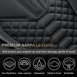 Coverado Car Seat Covers, Front Seat Cover, 2 Pack Universal Seat Covers for Cars, Breathable Nappa Leather Seat Covers, Waterproof Car Seat Protectors, Automotive Seat Covers Fit for Most Cars Black