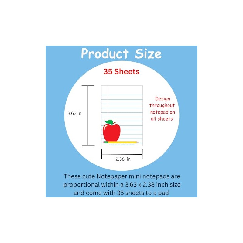 SHAPES ETC. 35 Sheets Notepaper Mini Notepad 3.63in - Cute
