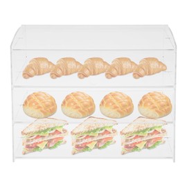 Acrylic Display Case, 3-Tier Bakery Pastry Display Cabinet with Doors, Clear Cookie Bread Box for Countertop, Transparent Food Display Organizer for Bakeries, Cafes, Dessert Shops & Home Kitchens