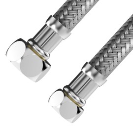 VARIOSAN Flexible hose 17529, 3/8 inch nut x 1/2 inch nut, 200 mm, stainless steel sheath, DVGW certified, drinking water, flexible reinforced hose