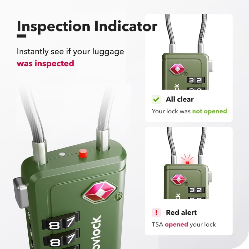 TSA Luggage Locks with Alert Indicator – 4-Digit Travel Padlocks