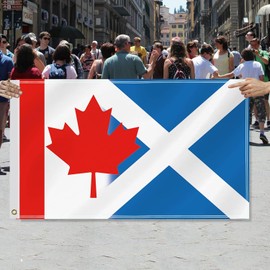 3×5 FT Canada Scotland Combo Flag,Large Canadian Scottish Decor,Double Side Digital Printed 150D Polyester Banner With Canvas Header Brass Grommet For Outdoor Indoor Parade Car