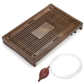 Eorbow Wooden Tea Tray, 17 Inch Chinese Kung Fu Tea Tray, Gongfu Tea Table with Water Storage Chassis, Household Filter Tea Serving Tray Gift Set for Home, Office, Bar