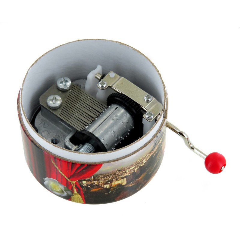 Round Hand-cranked Musical Box/Music Box Made of Reinforced Cardboard -