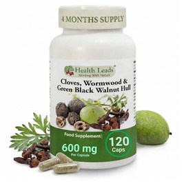 Wormwood Black Walnut and Clove Capsules 600mg Per Capsule – Triple Herbal Complex – Green Walnut Hull Extract – 120 Vegan Capsules (4 Month Supply, 1 Per Day)