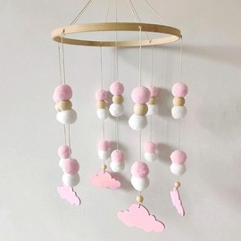 Conruich Baby Wind Chimes, Newborn Nursery Hanging Bed Bell, Cot Toy, Mobile Crib Nursery Decoration, Wooden Ornament Gift for Baby Girls or Boys