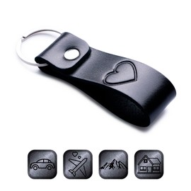 Leather Keychain Favorite for Men, Keyring Gift for Women & Men, Birthday & Anniversary, Full Grain Leather (Love)