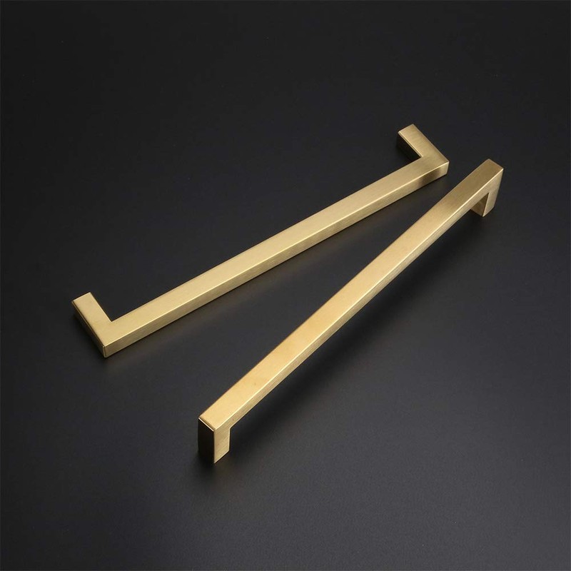 LONTAN 5 Pack Gold Kitchen Door Handles 192mm Square Brushed
