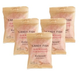 Kolsvart Sour Raspberry Swedish Candy Fish, 4.2oz (Pack of 5)