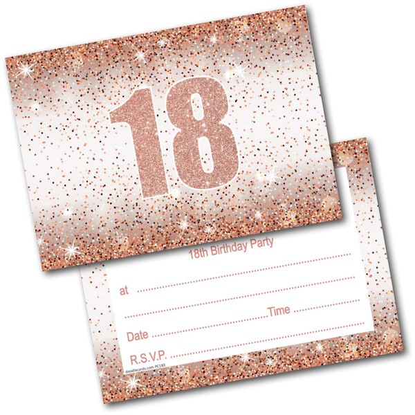 doodlecards 18th Birthday Party Invitations Rose Gold 20 Ready to