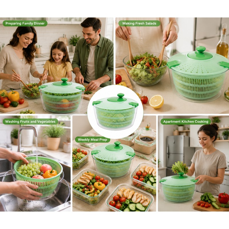 Large Capacity Salad Spinner for Washing & Drying Vegetables –